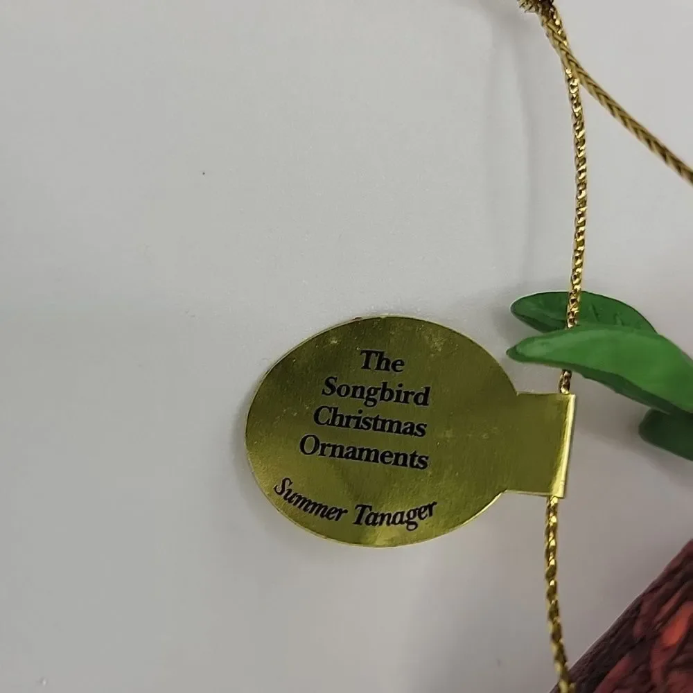 Danbury Mint Christmas Songbird Ornament Summer Tanager Rerired